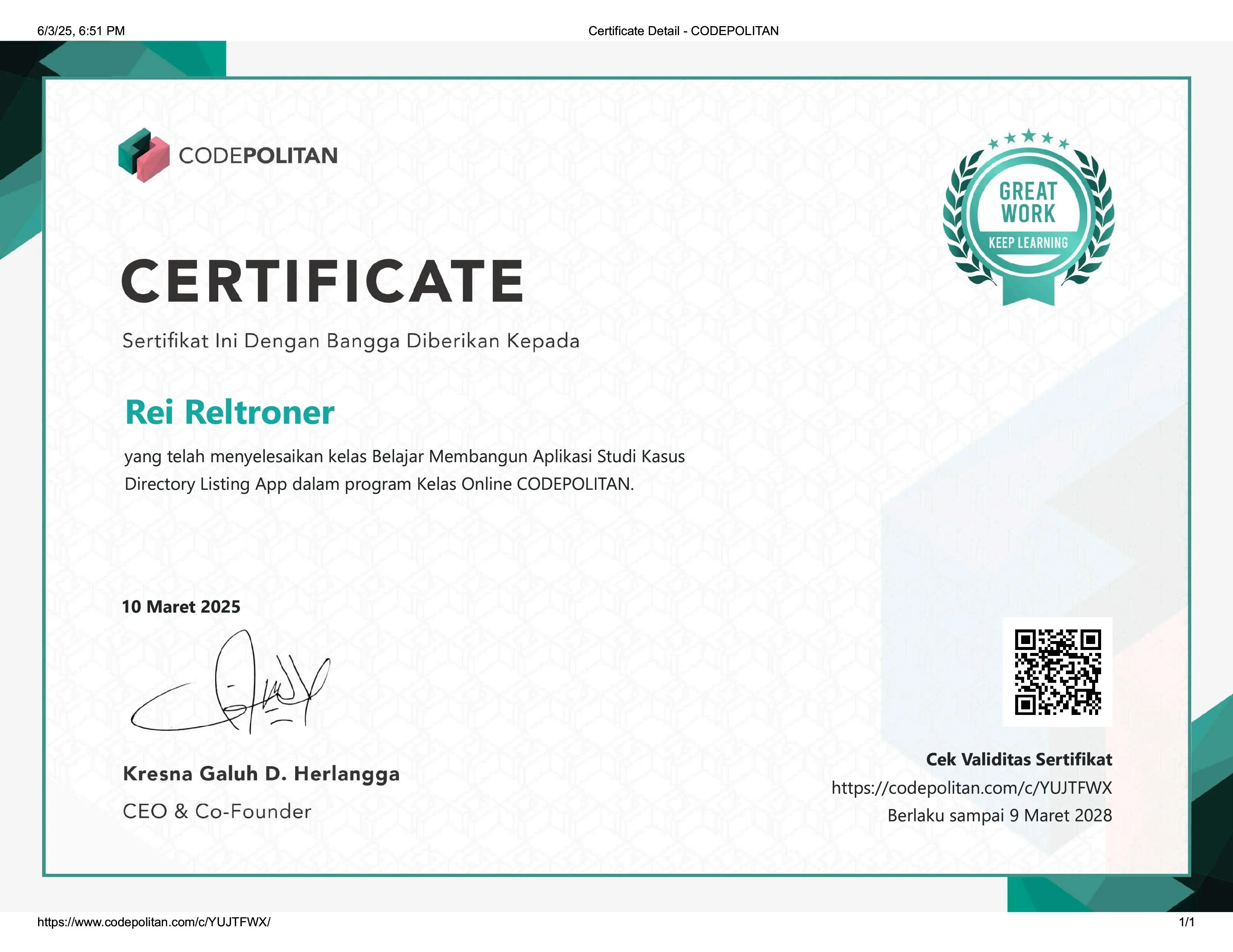 Certificate Achievement