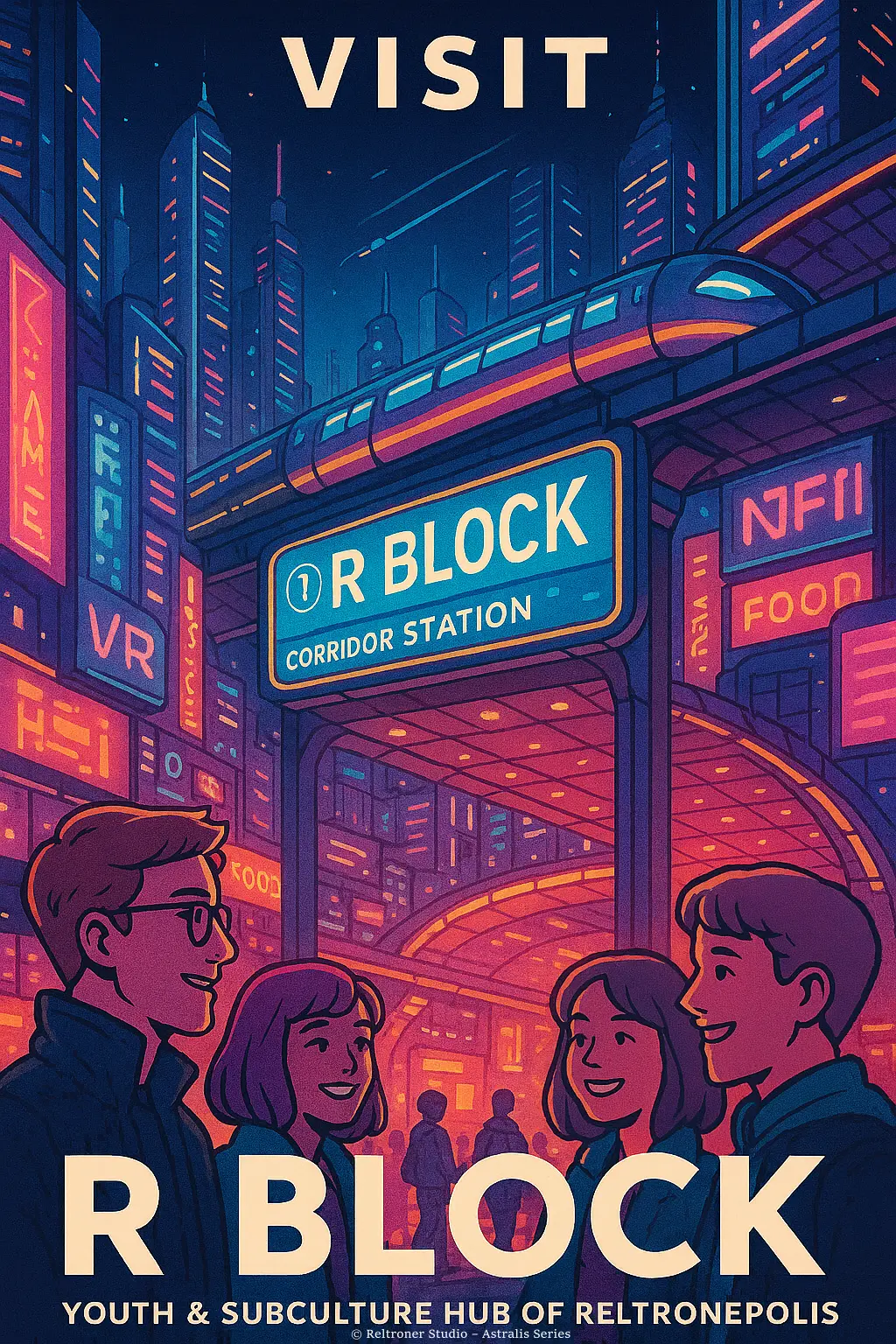 🏙️ R Block District — Youth & Subculture Hub of South Reltronepolis